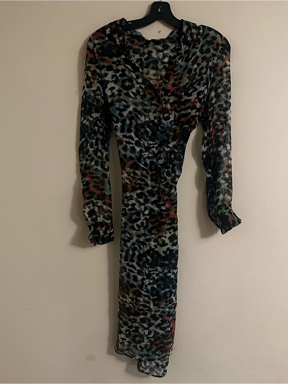 EITIE Women's 100% Mulberry Silk Animal Print Tunic Dress Swim Cover Up Sz 38 M - Picture 3 of 8